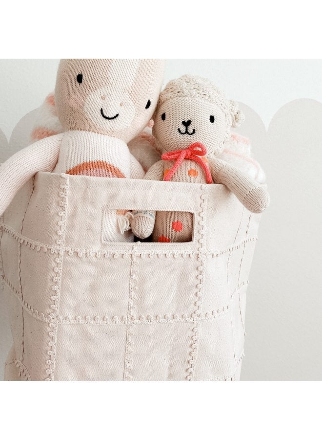MakeMake Organics Storage Bins for Kids Nursery Bin Organizer (13"x12") Laundry Basket for Closet, Decorative Floor Storage Basket Canvas Fabric Storage Basket (Mesh - Natural) - Image 2