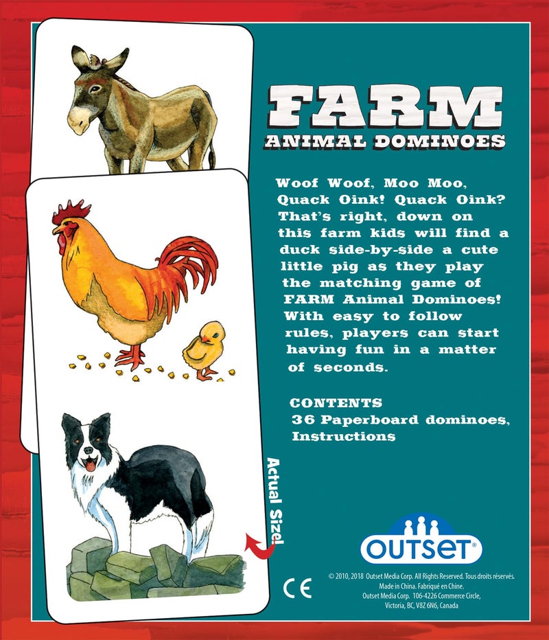 Outset Media Farm Animal Dominoes - Outset Media, Classic Matching Card Game, No Reading Required, Childen & Preschoolers, Ages 3+ - Image 3