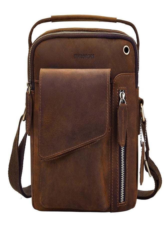 IVESIGN Leather Crossbody Bag for Men, Large Capacity Satchel Messenger Bag, Stylish Sling Bag for Everyday Use and Travel - Image 1