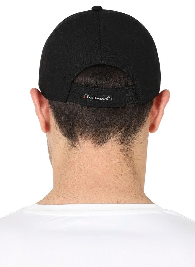 FabSeasons Original Classic Profile 100% Cotton Cap for Men Women Baseball Cap Hat Adjustable Skull Plain Cap Black - Image 2