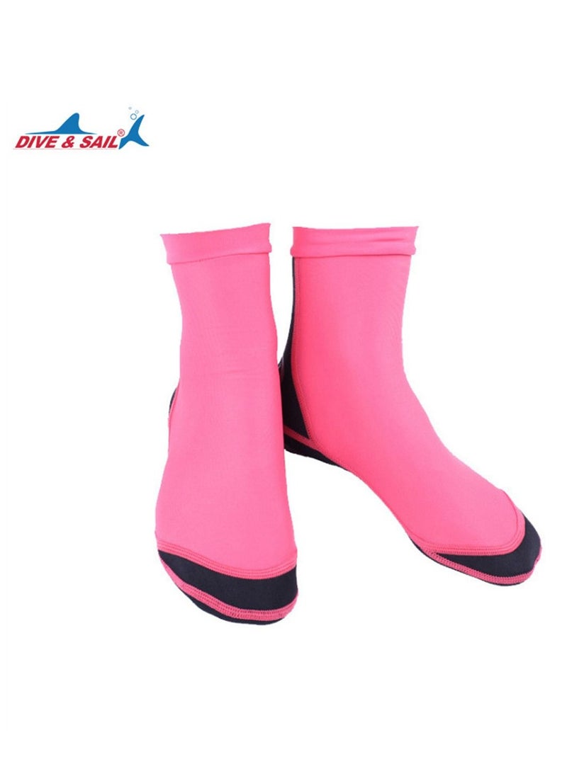 DIVE & SAIL 1.5MM Non-slip warm Wear-resistant Winter Swimming Socks Thick Winter Swimming Socks Pink 