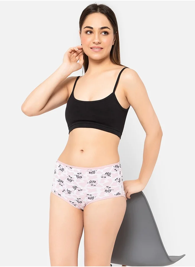 كلوفيا Clovia Pack of 5 High Waist Printed Hipster Panty - Cotton