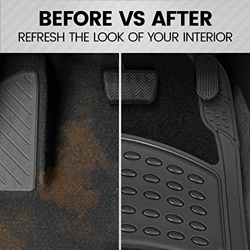 BDK HybridMat Automotive Rubber & Carpet Floor Mats, Front & Rear Seat Mat Set of Interior Liners for Car Sedan SUV Van, Heavy Duty All Weather, Semi-Trim to Fit, Black - Image 4