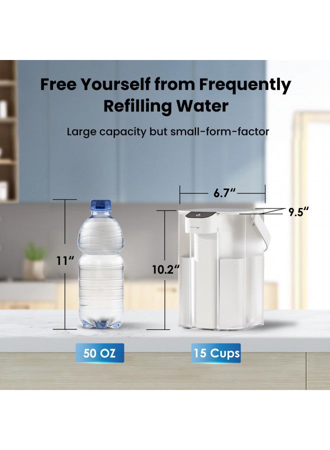 Waterdrop Waterdrop Alkaline Electric Water Filter Pitcher, Dispenser, NSF/ANSI 42, 200-Gallon, 5X Times Long-Life Countertop Water Filter System, Reduce PFOA/PFOS, Chlorine, Lead, 15-Cup, White, with 1 Filter - Image 2