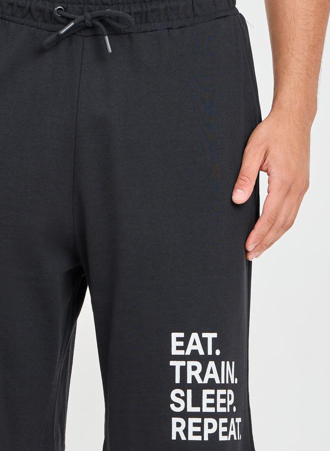 Styli Eco Earth Slogan Printed Oversized Athleisure Terry Shorts - Image 3