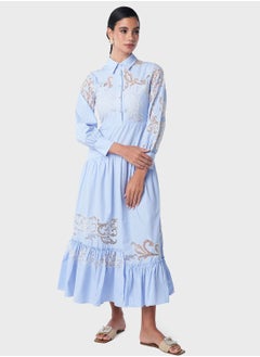 Threadz by Ajooni Uneven Lace Patch Tier Dress  - Image 1