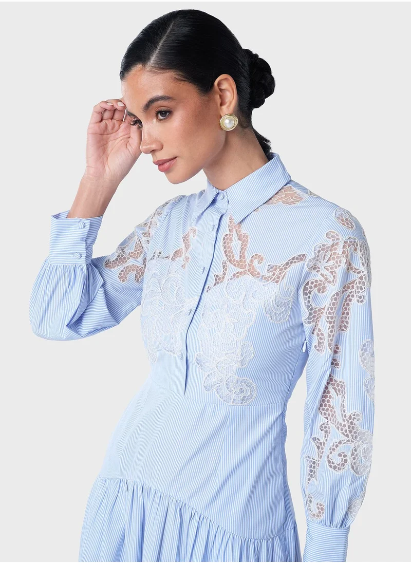 Threadz by Ajooni Uneven Lace Patch Tier Dress
