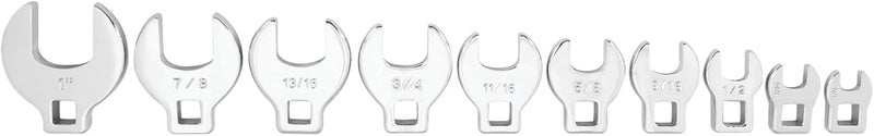 Performance Tool W453 10-Piece SAE Open End Crowfoot Wrench Set - Durable Alloy Steel with Polished Chrome Finish - Image 1