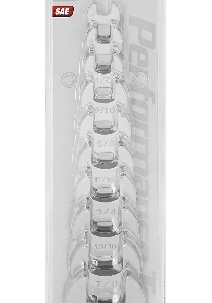 Performance Tool W453 10-Piece SAE Open End Crowfoot Wrench Set - Durable Alloy Steel with Polished Chrome Finish - Image 2