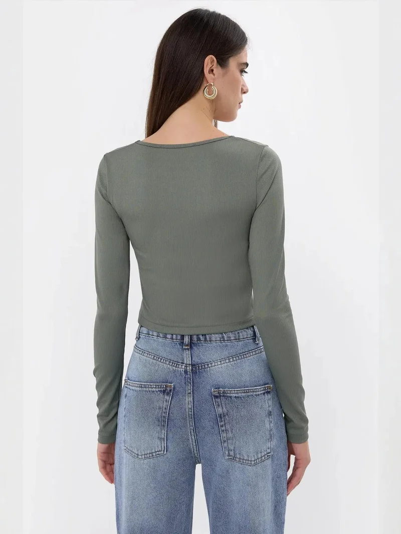 Hiccup Sage Green Ruched Top for Women | Best Price UAE