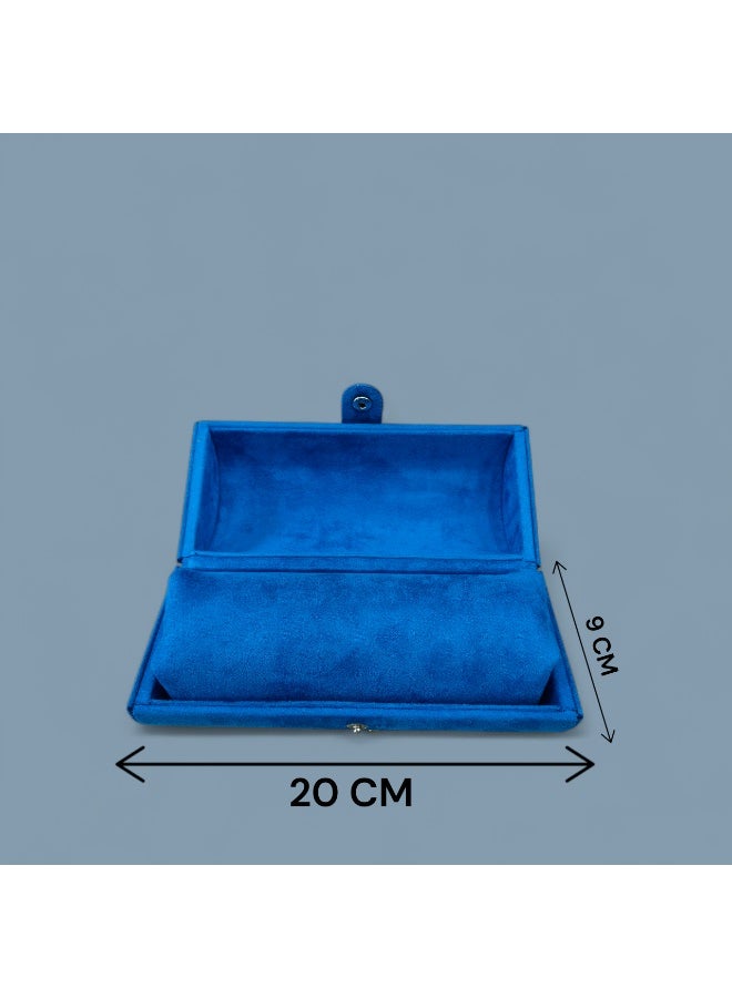 AL SERAJ JEWELLERY BOX LLC AL SERAJ Blue Suede Bangle Box Organizer | Pipe Style Bracelet & Bangle Storage Case | Soft Velvet Jewelry Folder Box | 20 cm Long Portable Jewellery Box - Image 3