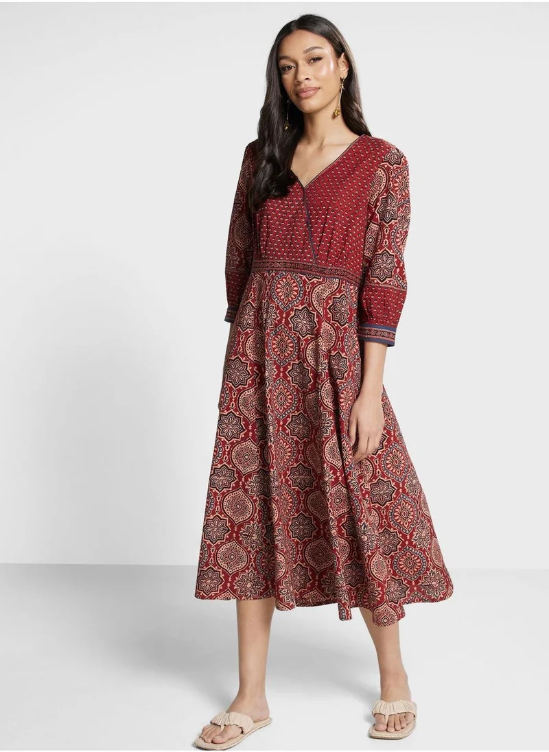 Fabindia Tiered Printed Dress