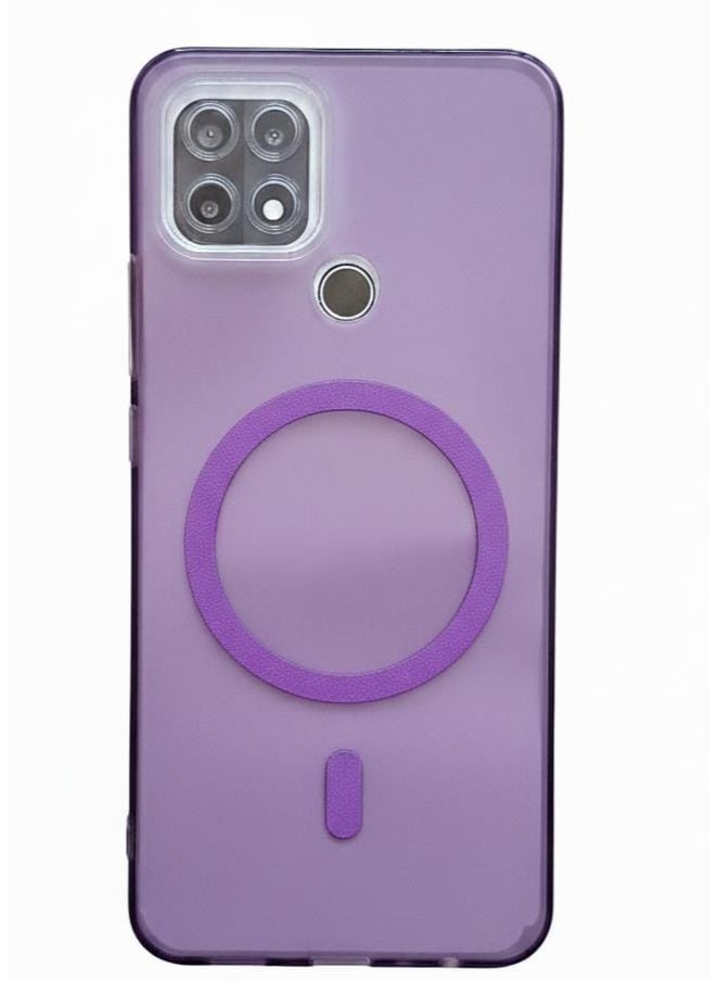 جراب واقٍ شفاف أنيق باللون الأرجواني لهاتف Oppo A15/A15S/A35 - حماية فائقة ومظهر عصري