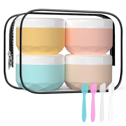 WLEAD Travel Containers for Toiletries, 4-Pack TSA Approved Silicone Jars (1.7oz) - BPA Free Leakproof Cosmetic Containers for Creams, Lotion, Skincare & Makeup with Bonus Waterproof Bag - Image 1