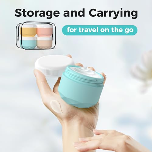 WLEAD Travel Containers for Toiletries, 4-Pack TSA Approved Silicone Jars (1.7oz) - BPA Free Leakproof Cosmetic Containers for Creams, Lotion, Skincare & Makeup with Bonus Waterproof Bag - Image 3