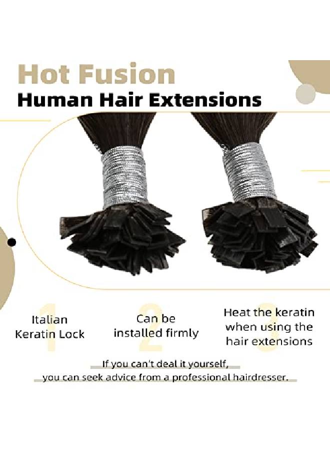 Flat Tip Hair Extensions Human Hair 4/18/4 Balayage Brown To Ash Blonde Keratin Tip Hair Extensions Human Hair 16 Inch Fusion Hair Extensions Pre Bonded Hair Extensions Human Hair