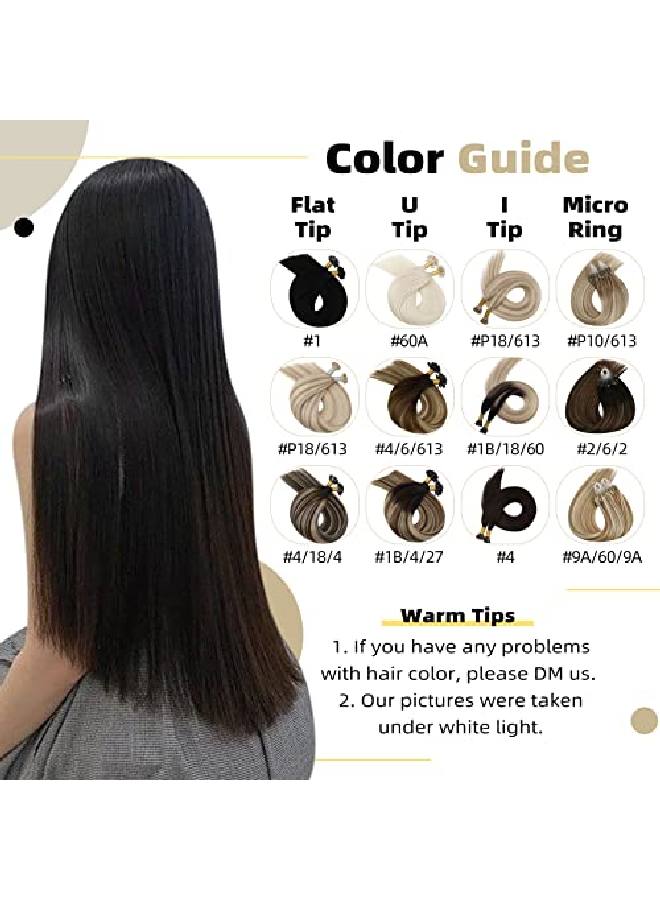 Flat Tip Hair Extensions Human Hair 4/18/4 Balayage Brown To Ash Blonde Keratin Tip Hair Extensions Human Hair 16 Inch Fusion Hair Extensions Pre Bonded Hair Extensions Human Hair