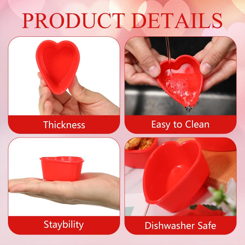 Leriton 48 Pcs Heart Cake Pan Silicone Heart Cake Molds Baking Pan Nonstick Molds for Anniversary Birthday Snack Cupcake Baking (2.8 Inch) - Image 3