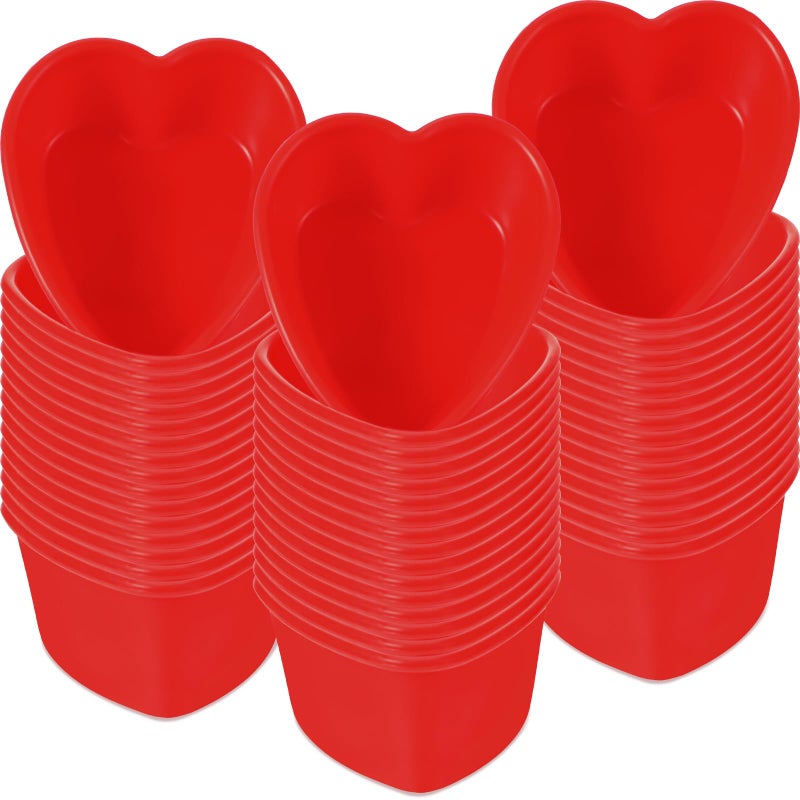 Leriton 48 Pcs Heart Cake Pan Silicone Heart Cake Molds Baking Pan Nonstick Molds for Anniversary Birthday Snack Cupcake Baking (2.8 Inch) - Image 1