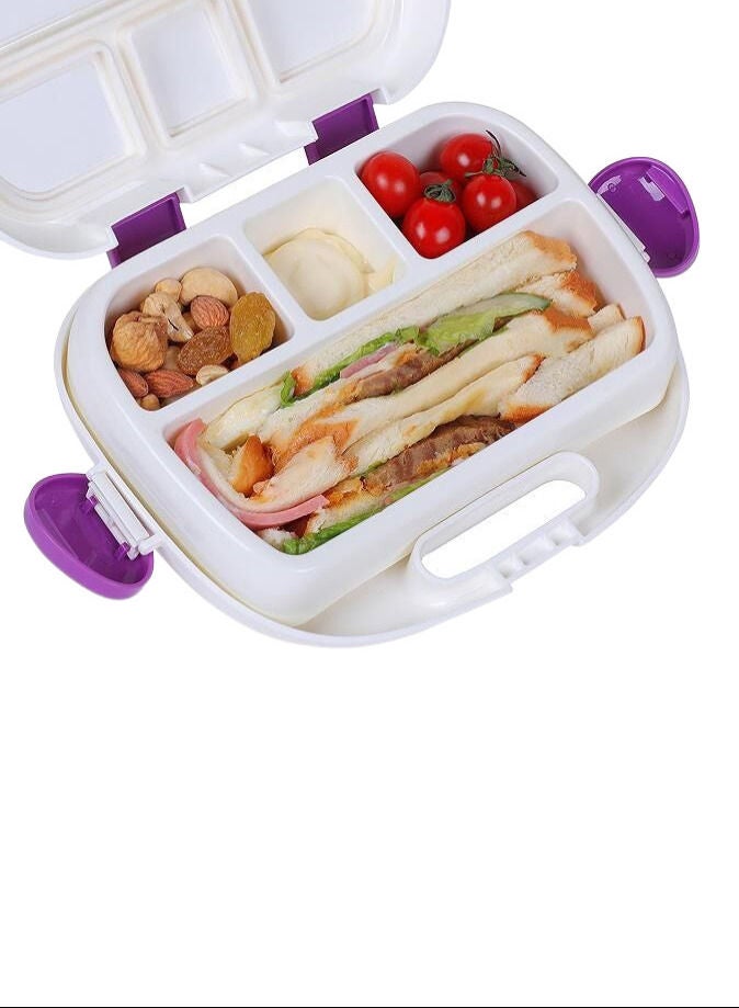 XiuWoo Children's Bento Lunch Box Fresh-Keeping Lunch Box Lunch Plate With Fork-Purple  - Image 3
