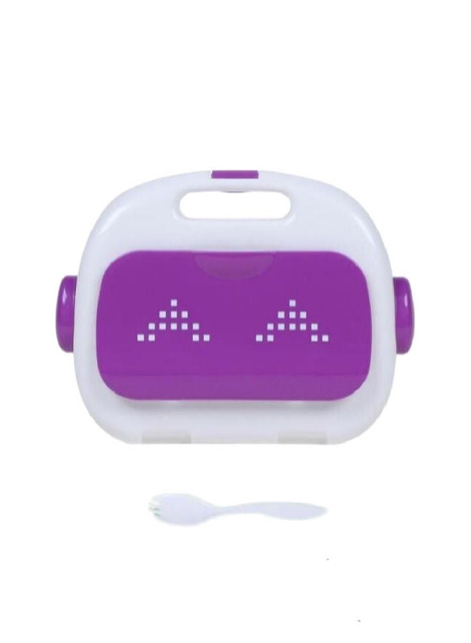 XiuWoo Children's Bento Lunch Box Fresh-Keeping Lunch Box Lunch Plate With Fork-Purple  - Image 1
