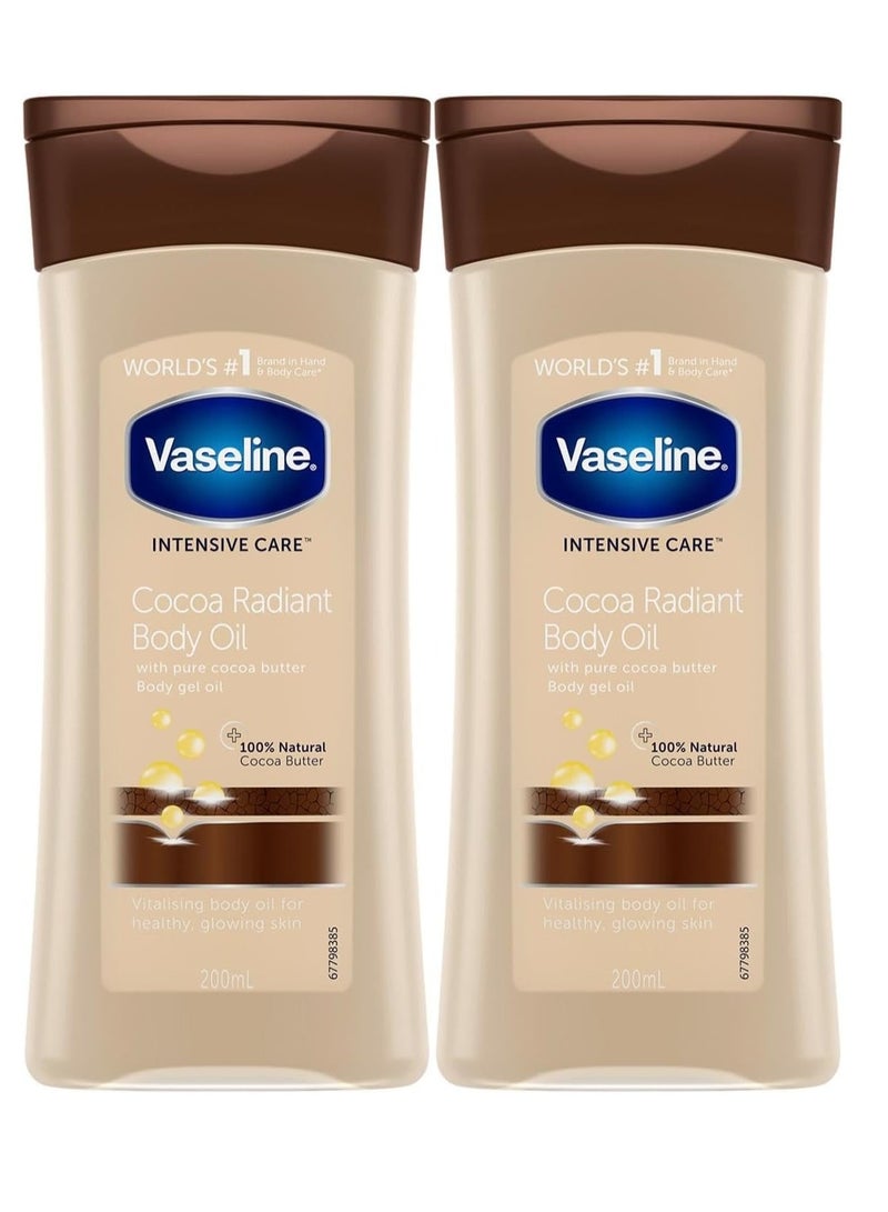 فازلين جل زيتي للجسم بخلاصة الكاكاو المرطب بالكامل - 6.8 أونصة - عبوتان - Image 1