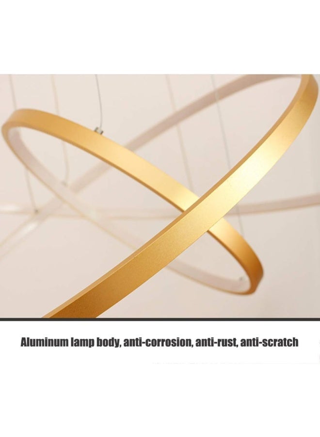 AFN Modern 3-Ring LED Chandelier - Adjustable Acrylic Circle Pendant Light, Gold Finish with Warm Light for Living Room, Restaurant, Lobby, and Hotel Ceiling  - Image 5