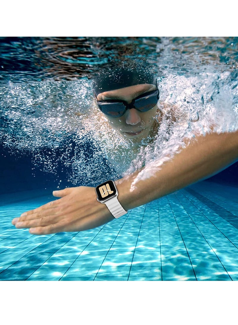 ELTRAZONE Band Compatible with Apple Watch Band Ultra 49mm 45mm 44mm 42mm, Adjustable Loop with Buckle Soft Stretchy Silicone Sports Band for iWatch Series SE 8 7 6 5 4 3 2 1 Men Women, Starlight - Image 5