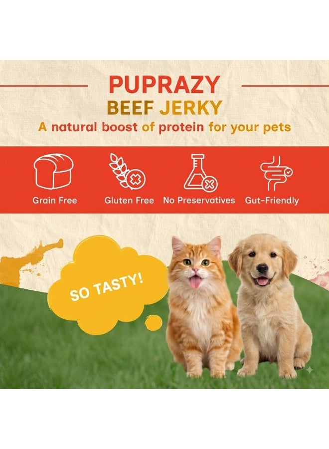 PUPRAZY Beef Jerky Dog & Cat Treats | Single Ingredient Dehydrated Beef | High Protein Training Treat | No Preservatives, No Fillers | All Breeds - Image 5
