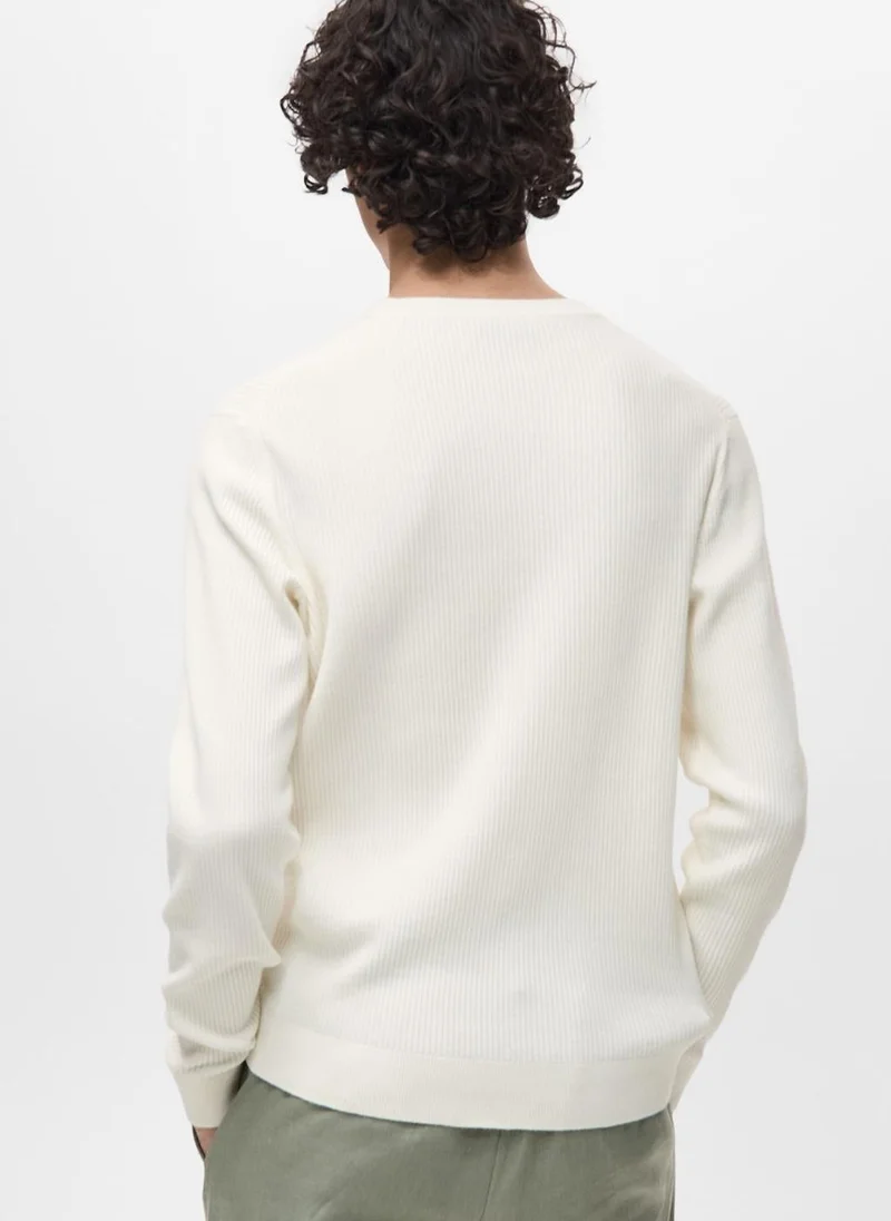 Mango Man Fine rib-knit cotton sweater