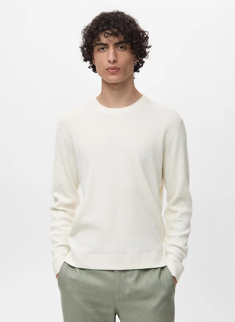 Mango Man Fine rib-knit cotton sweater