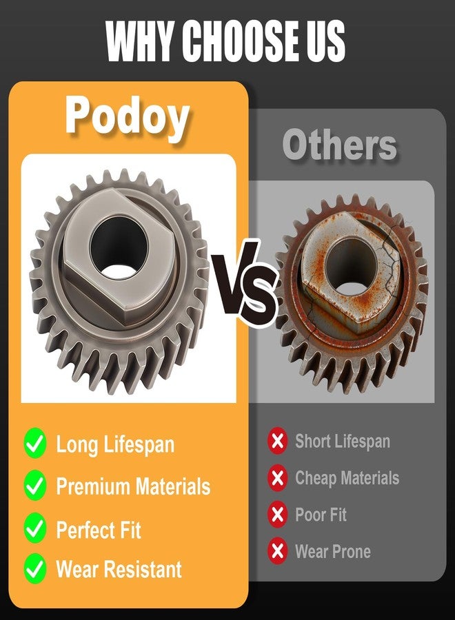Podoy W11086780 Worm Gear Replace 9703543, 9706529 for compatible with Kitchen Aid Mixer W10916068, WP9706529 Include 9703680 Circlip - Image 3