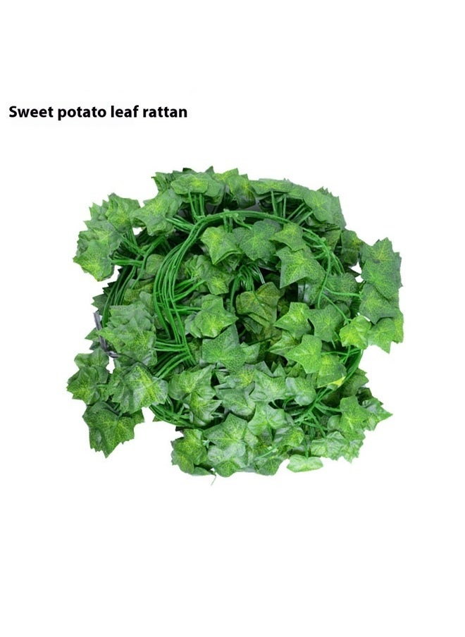 yongsheng 12-Piece Decorative Artificial Sweet potato vine Set Green 2.2m，Sweet potato vine for Bedroom with Fake Leaves, Cute Artificial Sweet potato vine Fake Plants for Garden Store Wall Room Decor Aesthetic  - Image 1