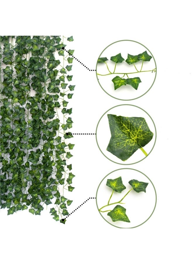 yongsheng 12-Piece Decorative Artificial Sweet potato vine Set Green 2.2m，Sweet potato vine for Bedroom with Fake Leaves, Cute Artificial Sweet potato vine Fake Plants for Garden Store Wall Room Decor Aesthetic  - Image 4