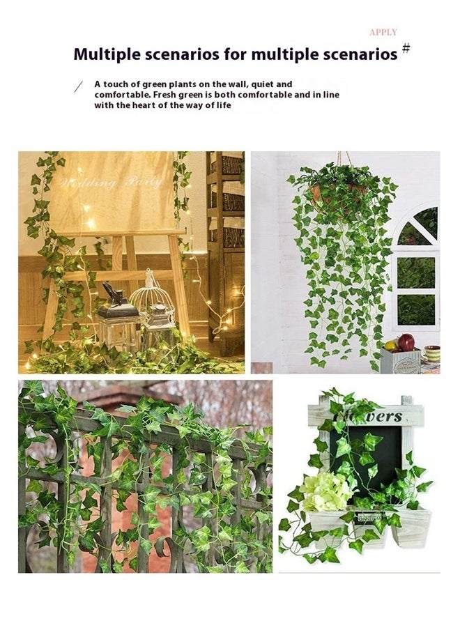 yongsheng 12-Piece Decorative Artificial Sweet potato vine Set Green 2.2m，Sweet potato vine for Bedroom with Fake Leaves, Cute Artificial Sweet potato vine Fake Plants for Garden Store Wall Room Decor Aesthetic  - Image 5