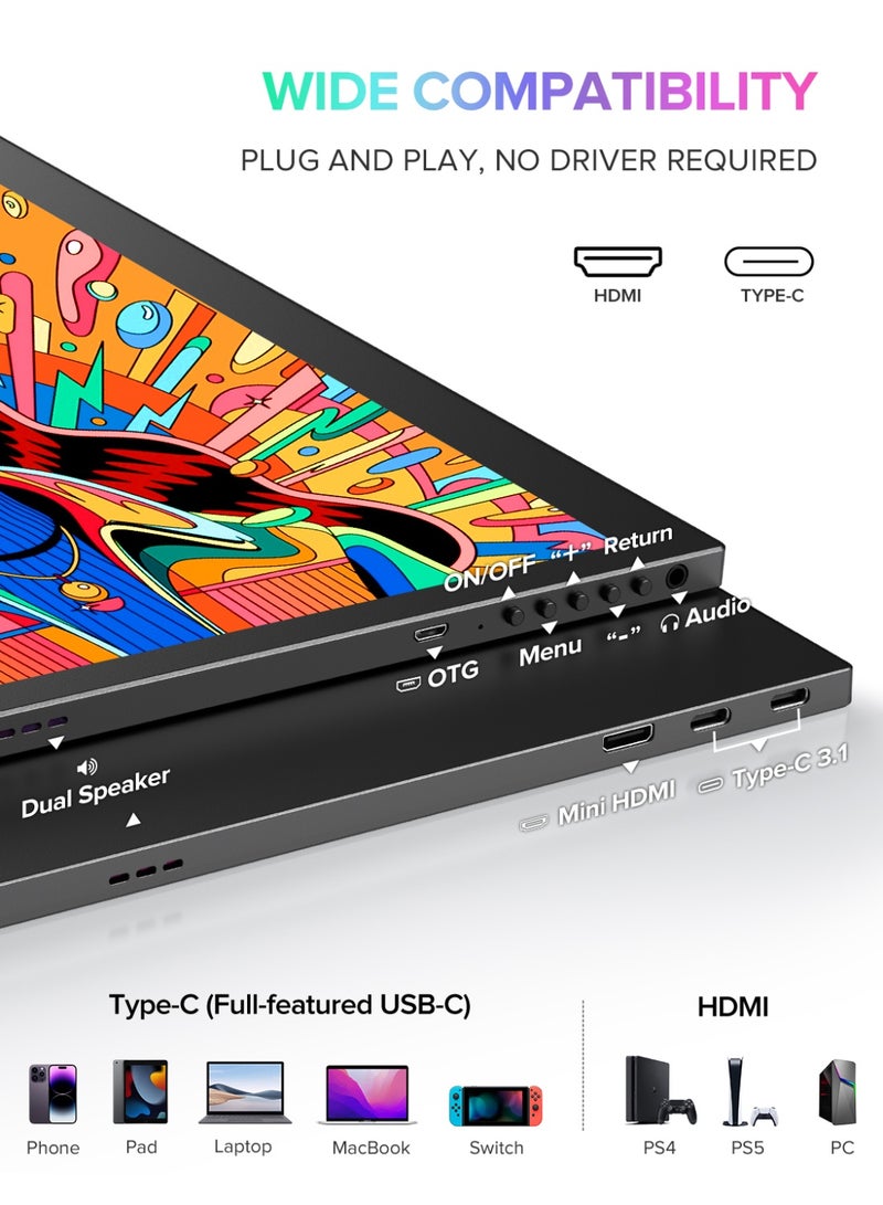 أوبيرفكت شاشة محمولة UPERFECT 4K مقاس 18.4 بوصة 3840 × 2160 UHD شاشة USB C Mini HDMI للكمبيوتر المحمول الكمبيوتر الشخصي الذكي XBO Switch PS4/5، هيكل معدني، شاشة محمولة قابلة للتركيب VESA - Image 5