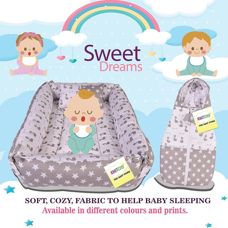 Kwitchy Flat Bed Infant Born Baby Bedding Set for New Born Luxury Mattress & Carry Bag (0-6 Months) Grey (2PCS Set) - Image 2