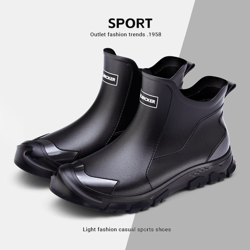 Korean Style Black National Trend Short Waterproof Boots Eco-Friendly Rain Boots Outdoor Black Dirt-Resistant Anti-Fouling Large Size Unisex Wading Shoes - Image 2