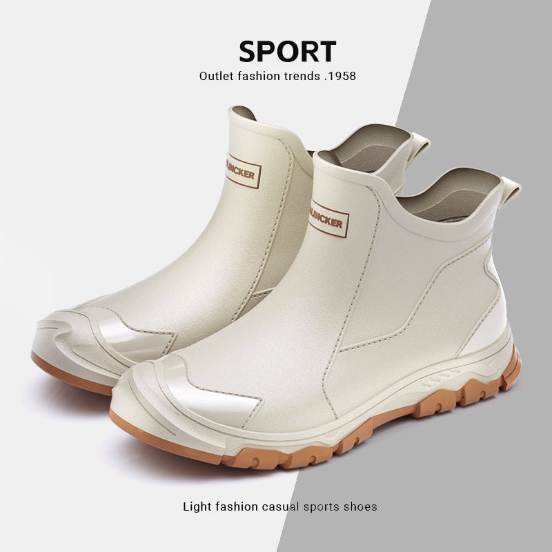 Korean Style Black National Trend Short Waterproof Boots Eco-Friendly Rain Boots Outdoor Black Dirt-Resistant Anti-Fouling Large Size Unisex Wading Shoes - Image 4