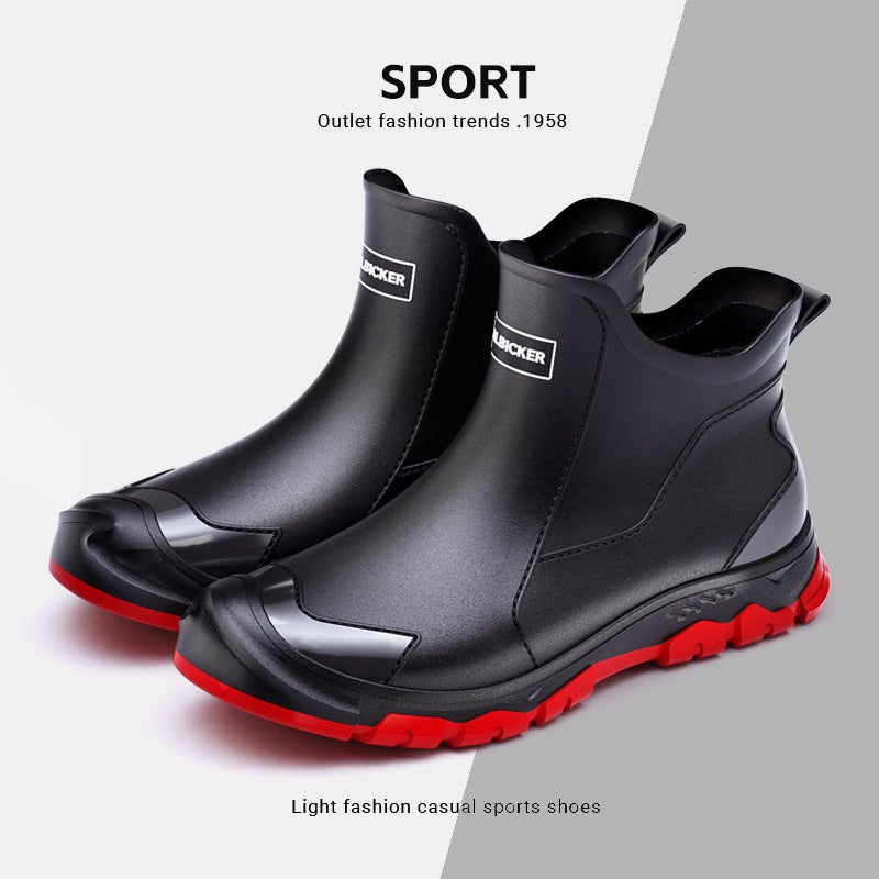 Korean Style Black National Trend Short Waterproof Boots Eco-Friendly Rain Boots Outdoor Black Dirt-Resistant Anti-Fouling Large Size Unisex Wading Shoes - Image 3