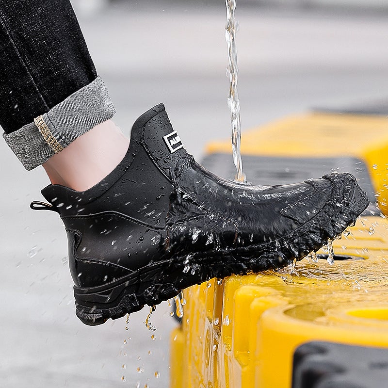 Korean Style Black National Trend Short Waterproof Boots Eco-Friendly Rain Boots Outdoor Black Dirt-Resistant Anti-Fouling Large Size Unisex Wading Shoes - Image 5