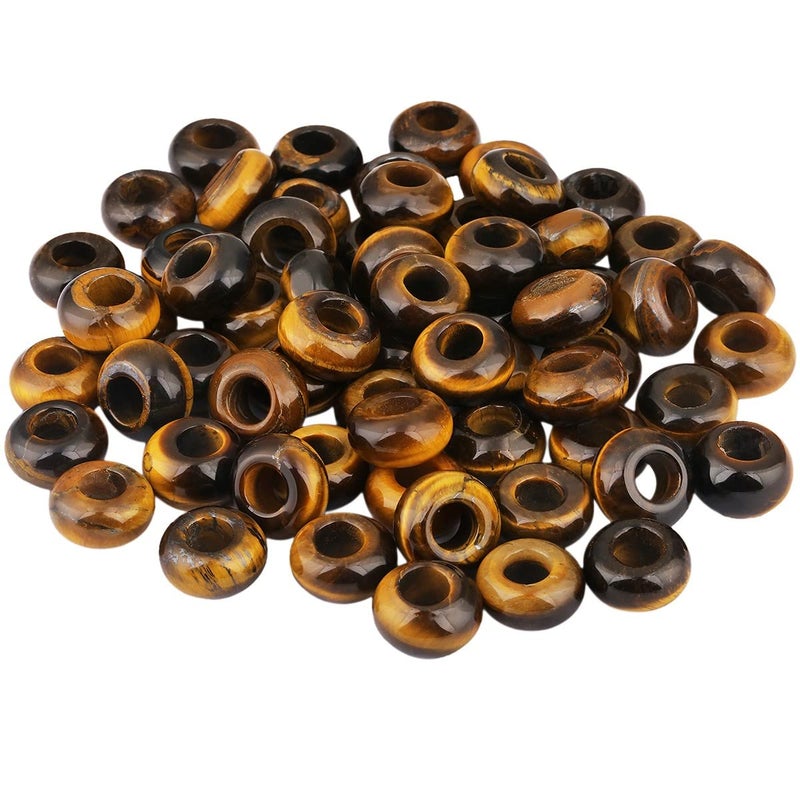 SUNYIK Tigers Eye Stone Large Hole 6mm Rondelle Loose Charms European Bead fits BraceletJewelry Makings Pack of 20