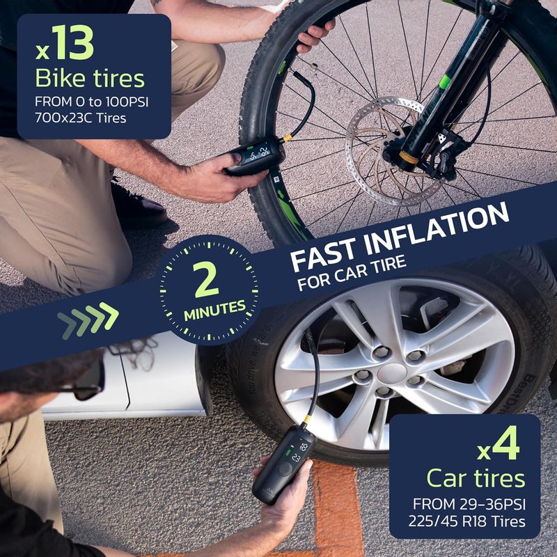 Woowind LP1 Portable Smart Tire Inflator - 150 PSI, Cordless Air Compressor for Car, Bike, and Motorcycle - Image 3