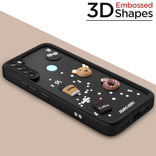 Pikkme Back Cover for Redmi Note 8 | 3D Cartoon Silicone Case Cute & Fun Full Protective Bumper Cover (Black) - Image 3