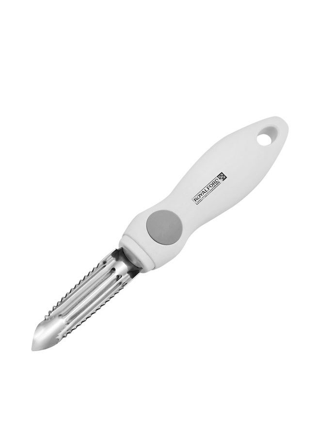 Royalford Fish Scale Scraper Silver With White Handle 20.5x3cm - Image 1