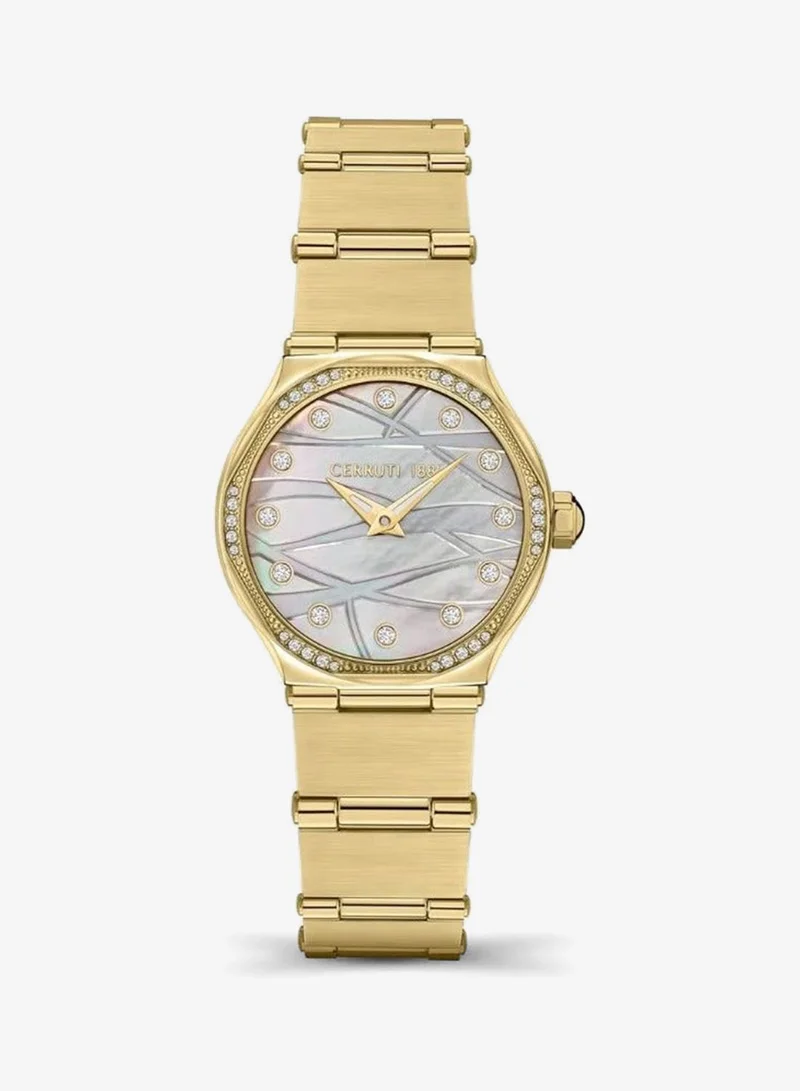 CERRUTI 1881 Rendinara White Mother of Pearl Dial Watch for Women with Ion Plated Gold Bracelet - CRM35504