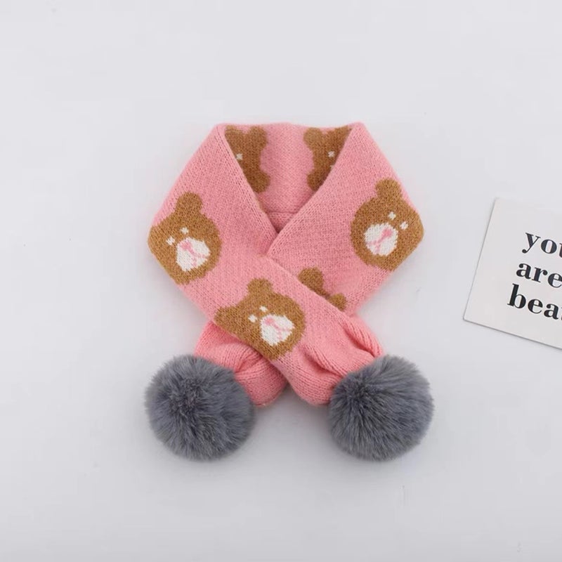 South Korea Children'S Scarf Trendy New Boys And Girls Knitted Wool Bear Scarf Cross Children'S Wool Cartoon Scarf - Image 3