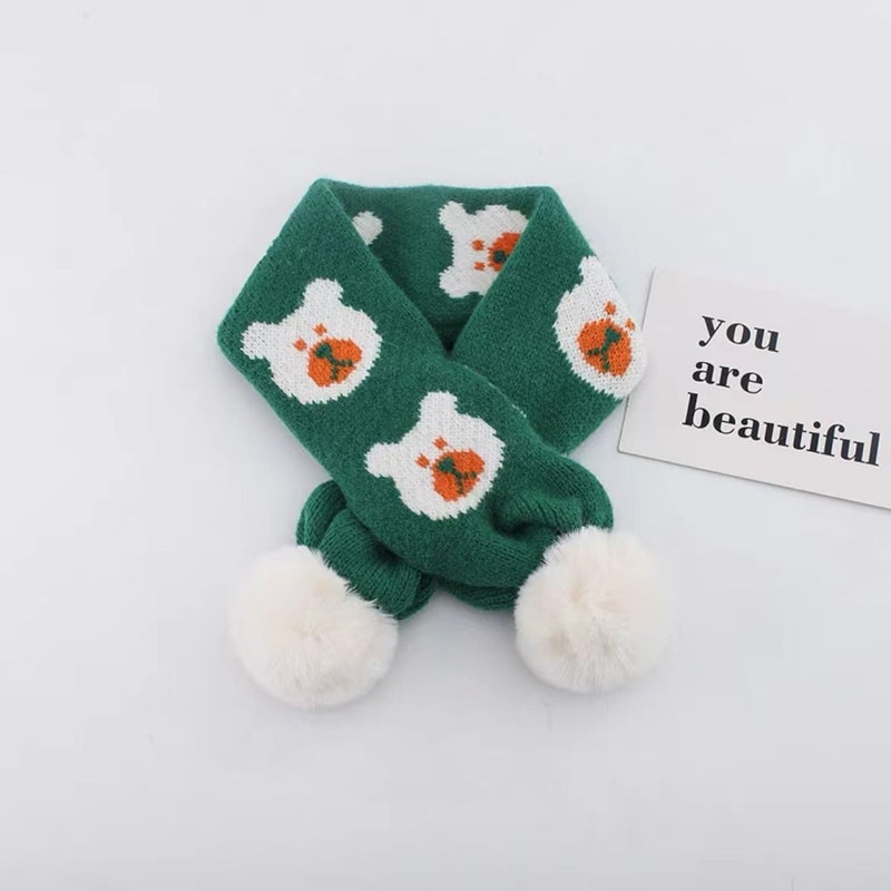 South Korea Children'S Scarf Trendy New Boys And Girls Knitted Wool Bear Scarf Cross Children'S Wool Cartoon Scarf - Image 5