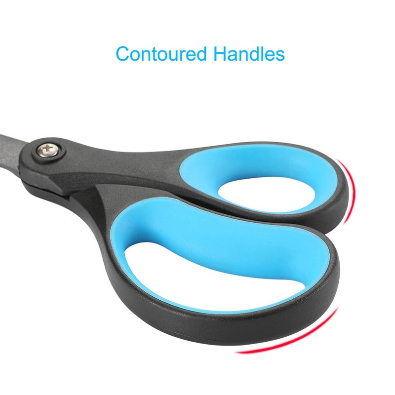 LIVINGO 2 Pack 8" Titanium Non-Stick Scissors, Professional Stainless Steel Comfort Grip, All-Purpose, Straight Office Craft Scissors for DIY(Blue/Black) - Image 3