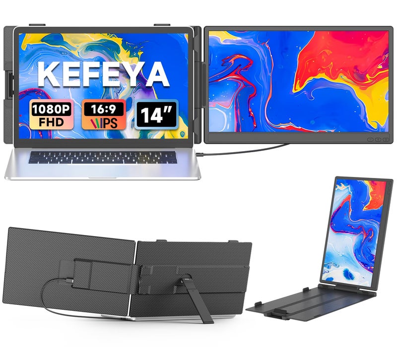 KEFEYA Laptop Screen Extender 14", FHD 1080P IPS Laptop Monitor Extender, Portable Monitor for Laptops 13-17" with USB-C/HDMI Port, Plug n Play for Windows/Mac/Android/Switch/PS5 - Image 1